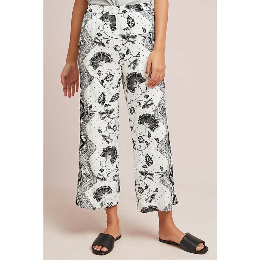 NEW Anthropologie Glencairn Cropped Wide-Leg Trousers by ett:twa $118 Sz S B&W