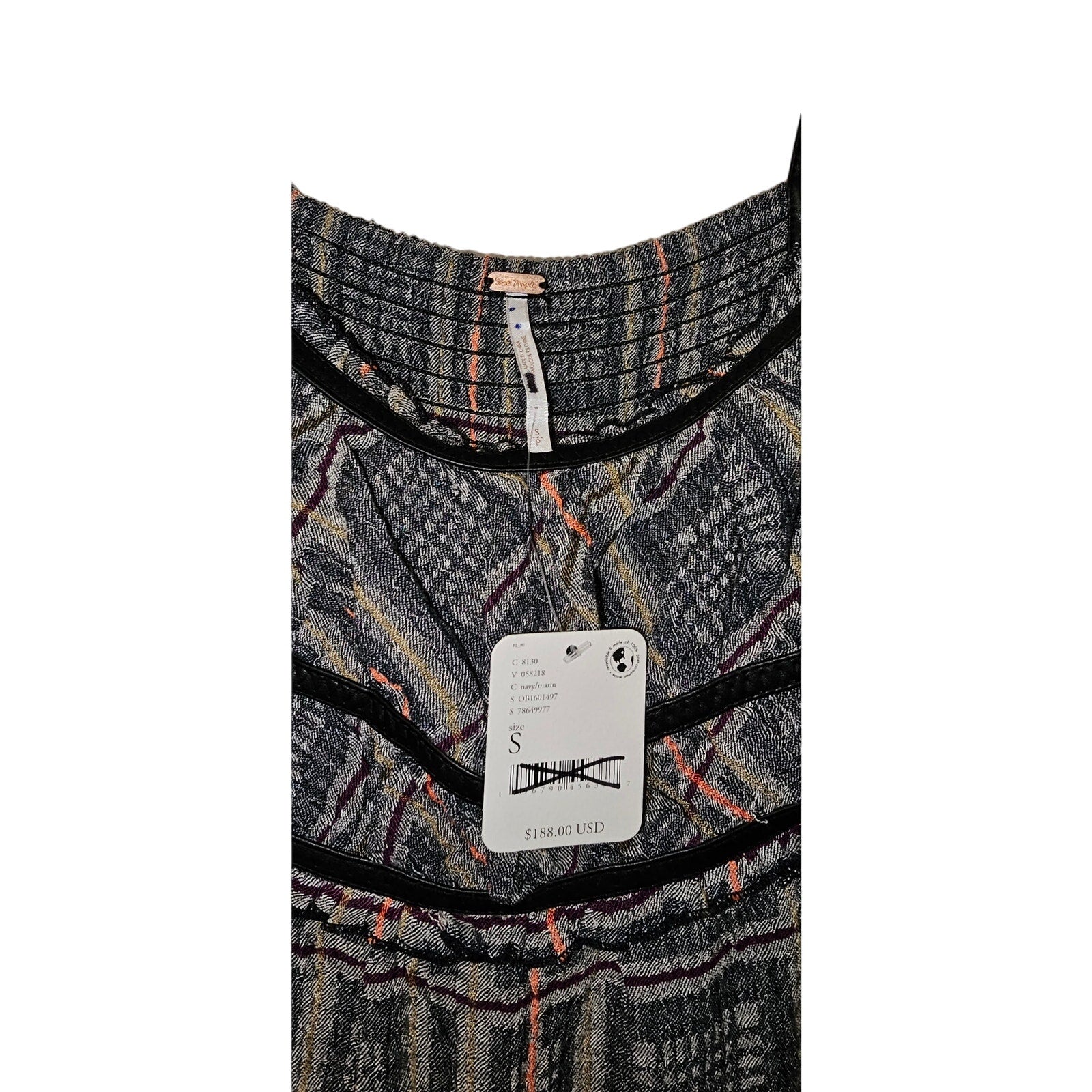 New Free People Marley Plaid One-Piece Wide-Leg Jumpsuit $188 SMALL
