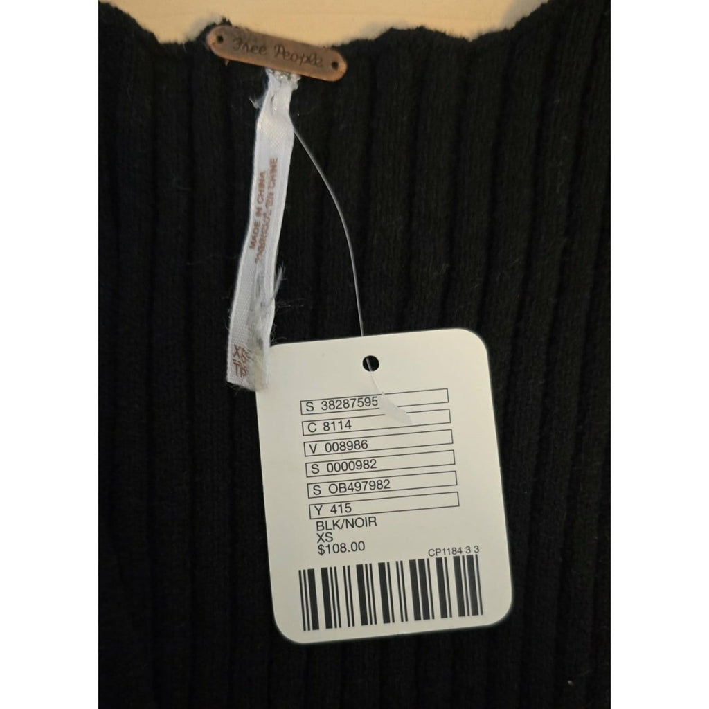 New Free People Black Emmy Ribbed Knit Tank Midi Dress $128 Small Black