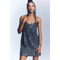 New Anthropologie Dhruv Kapoor Embellished Cutout Mini Dress $228 SMALL Blue