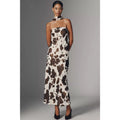 Anthropologie The Tilda Midi Slip Dress LARGE Brown Motif Anthropologie