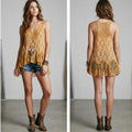 Free People Bell Trapeze Lace Cami MEDIUM Mustard Yellow Geo Bohemian Free People