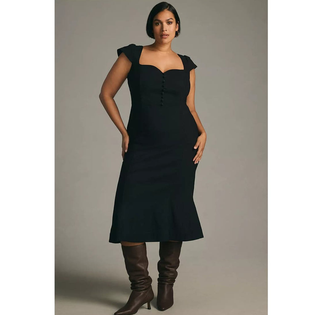 New Anthropologie The Cecily Fit & Flare Sweetheart Dress $170 Large Purple
