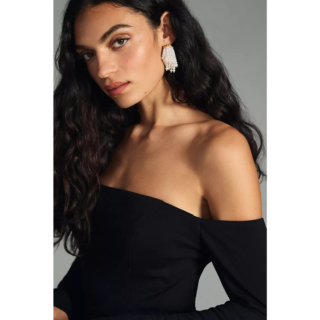 New Anthropologie Hutch Structured Off-The-Shoulder Dress LBD SIZE 6 Black