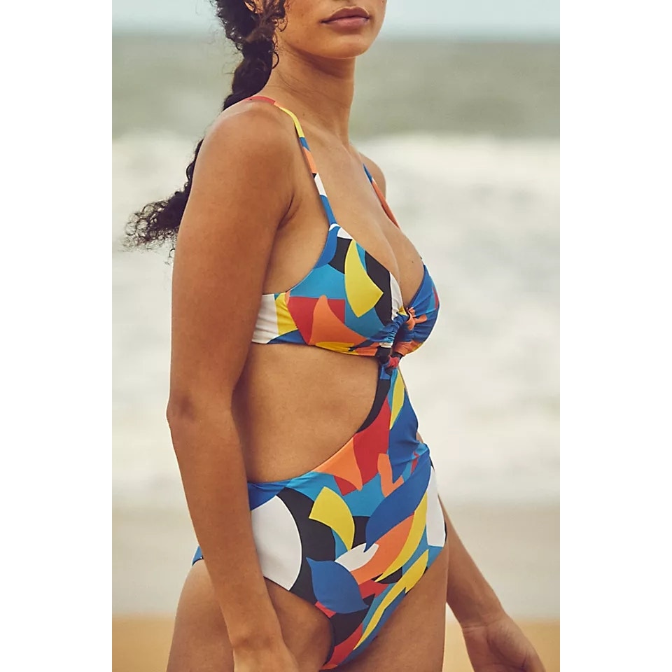 New Anthropologie FREE PEOPLE Beach Riot Kirsten One-Piece Swimsuit $198 XS GEO