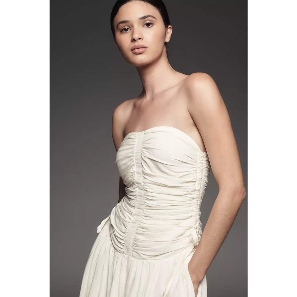Anthropologie ASTR The Label Zori A-Line Maxi Dress LARGE Cream Anthropologie