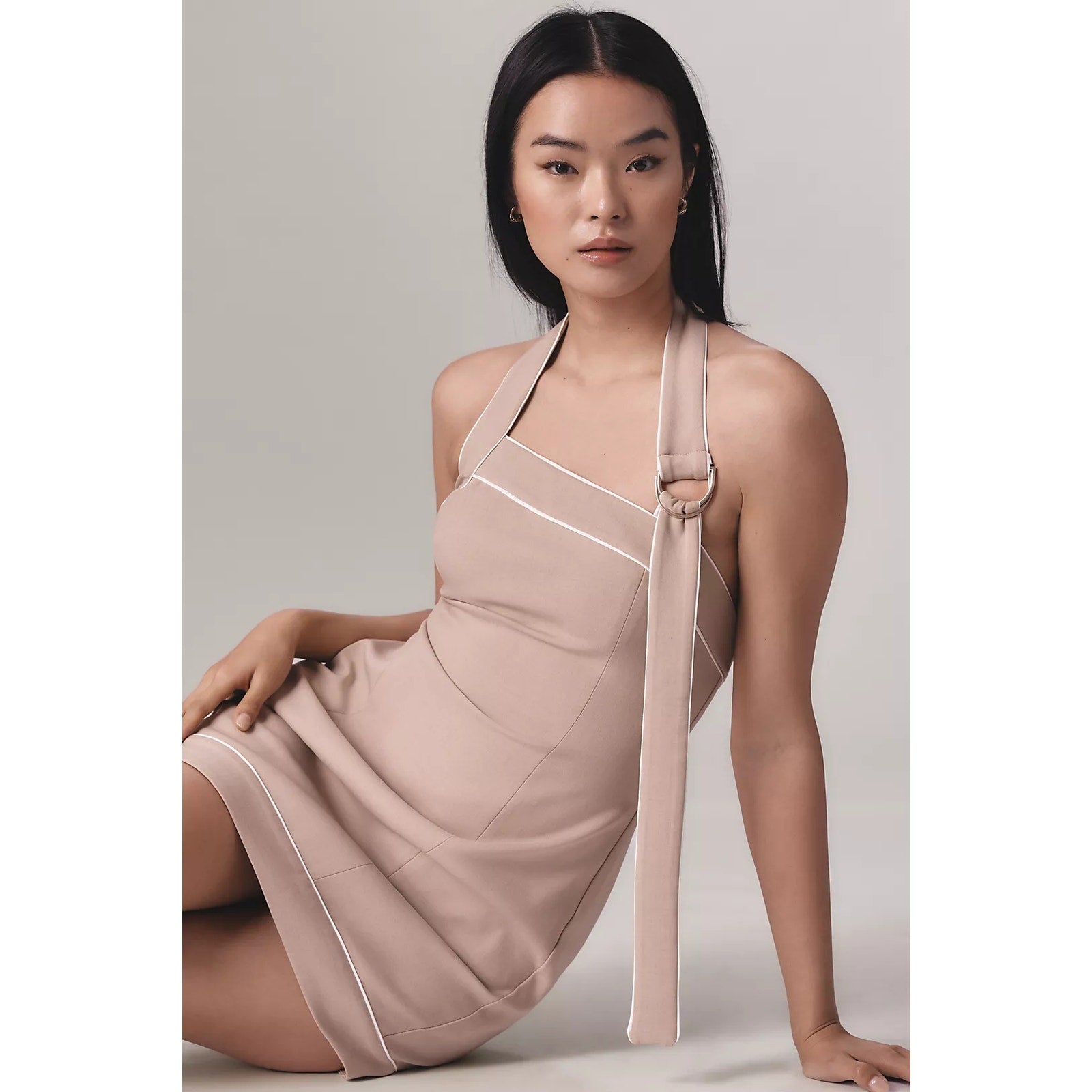 Anthropologie Significant Other Abrielle Halter Mini Dress SIZE 6 Sand Anthropologie