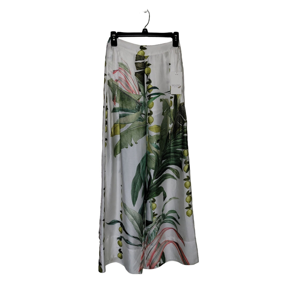 New WHIM NEW YORK Clover Satin Pants $204 SMALL Nimbu Botanical Print
