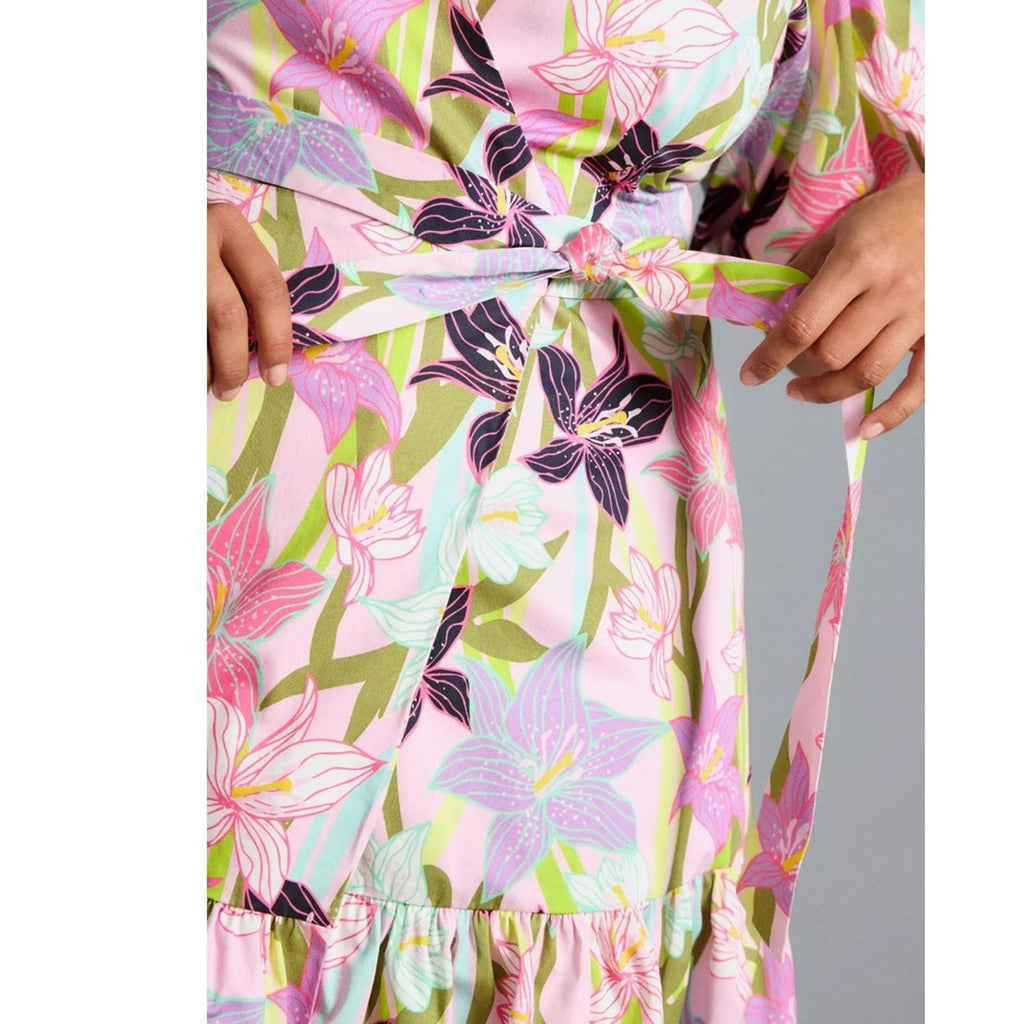 Anthropologie Hutch Puff-Sleeve Wrap Dress $178 X-SMALL PETITE Pink Floral