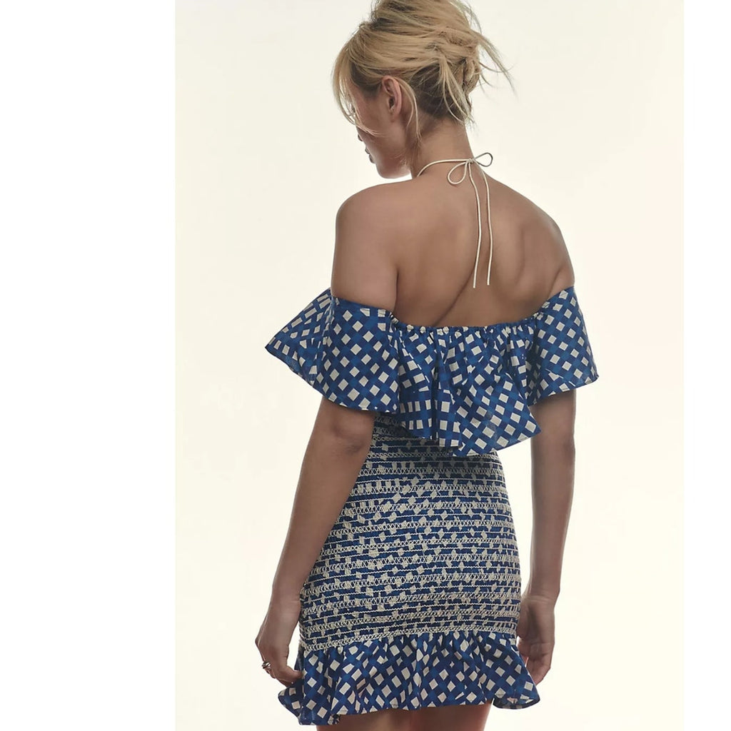 Anthropologie Corey Lynn Calter Off-The-Shoulder Smocked Mini Dress $198 XSP