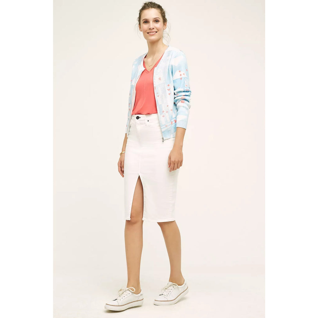 New Anthropologie MOTH Array Zip-Front Cardigan $128 SMALL PETITE SP Blue