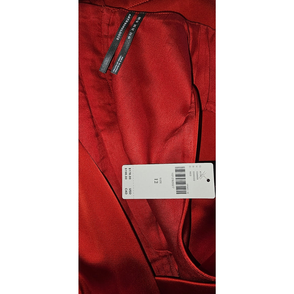 Anthropologie Sleeveless Square-Neck Shift Mini Dress SIZE 12 Red SATIN Anthropologie