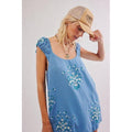 FREE PEOPLE Wildflower Embroidered Mini Dress MEDIUM Blue Free People