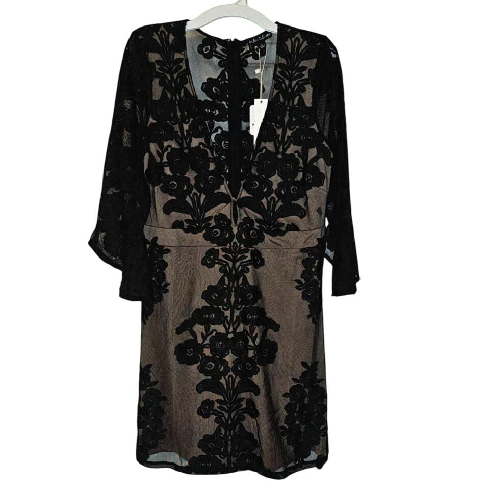 New FREE PEOPLE For Love & Lemons Temecula Mini Dress $248 X-SMALL Black