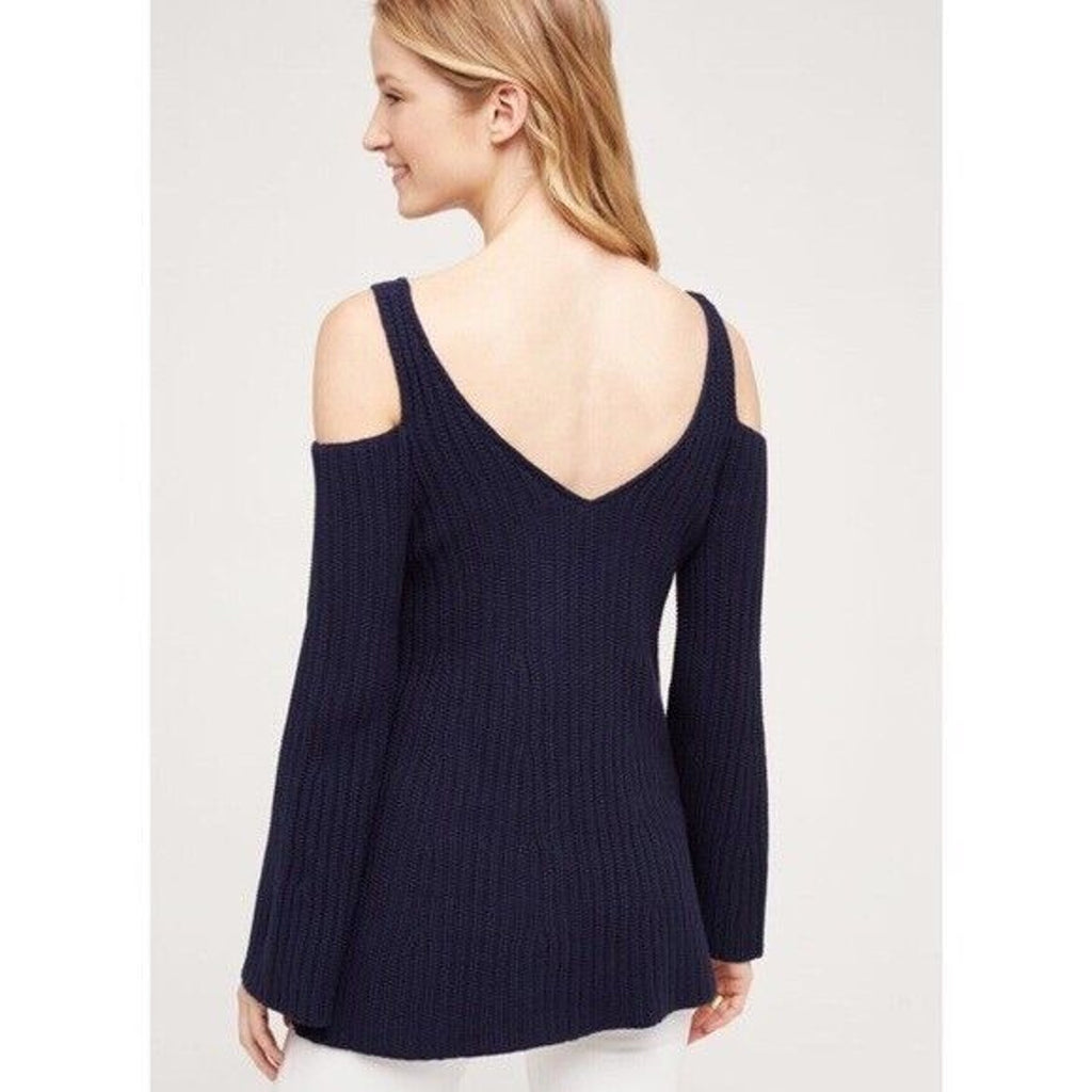 Anthropologie Knitted Knotted Open Shoulder Pullover Sweater