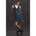 Anthropologie Pilcro Sparkle Denim Button-Front Mini Dress $198 MEDIUM Blue