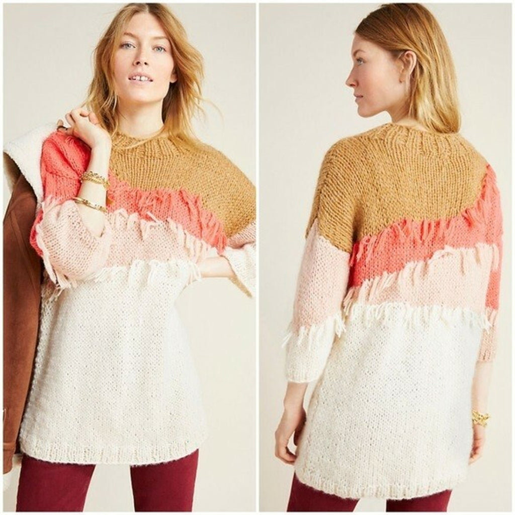 New Anthropologie $298 Vero Alfie Hand Knit Marlene Tunic Sweater Small Tunix