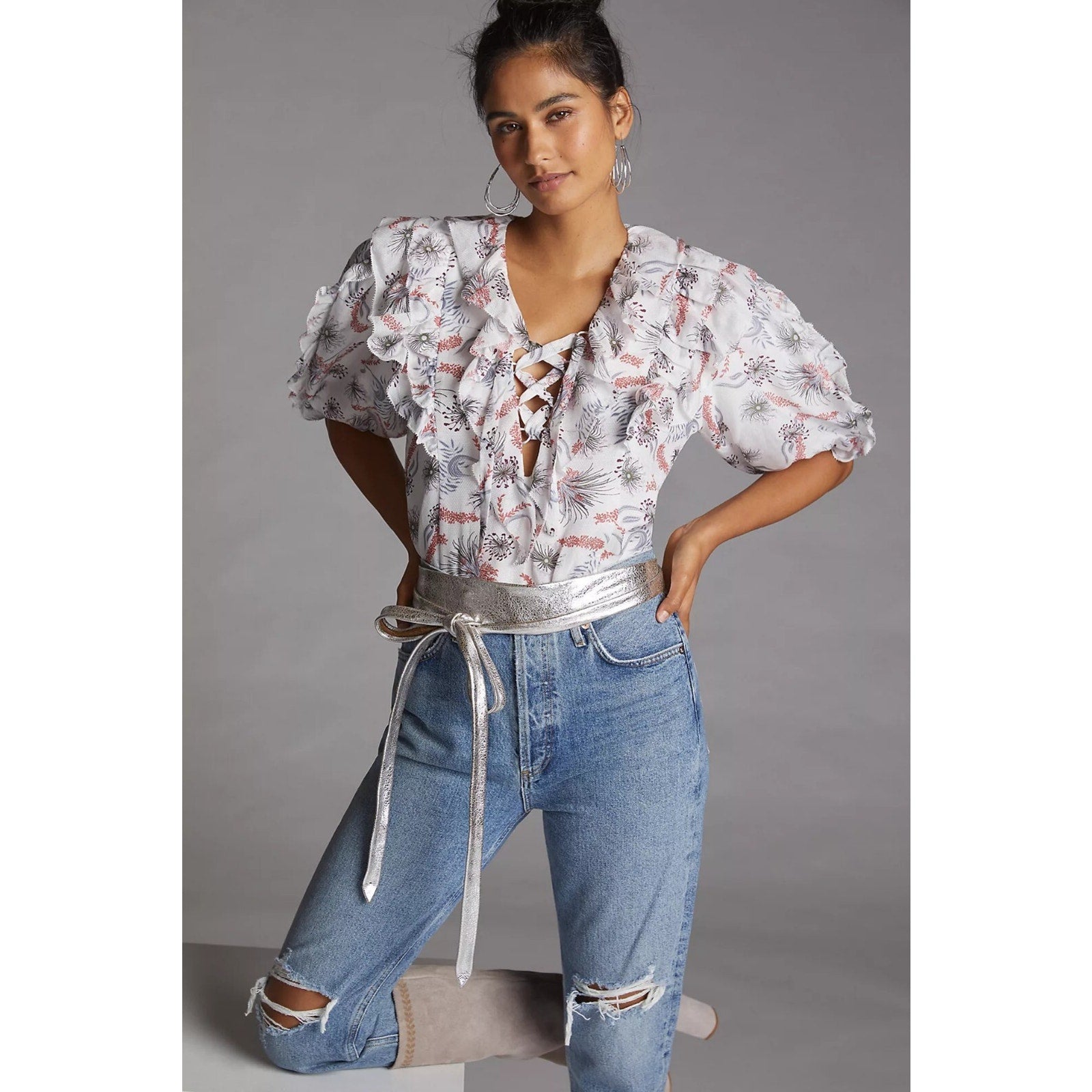 NEW Anthropologie Magali Pascal Wildflower Ruffled Blouse Size Small