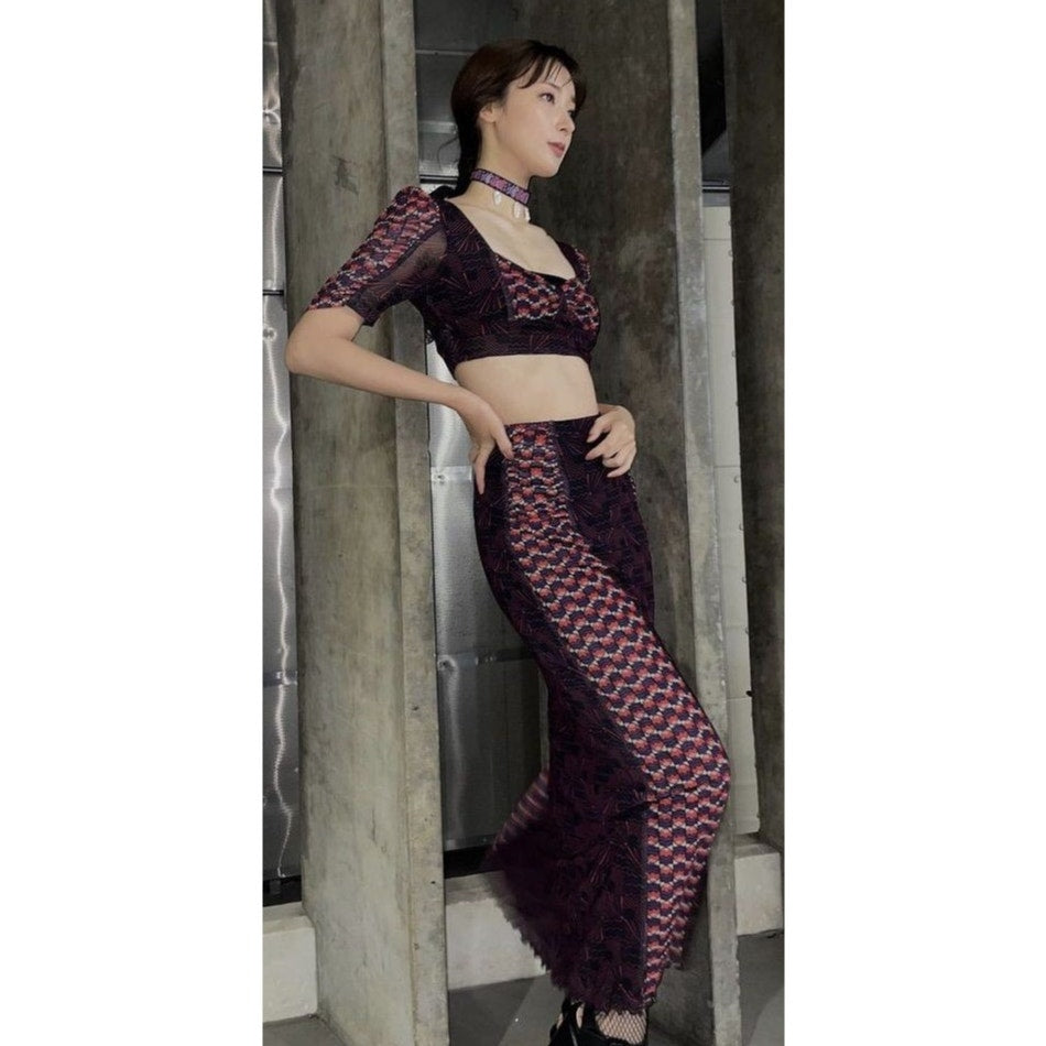 New FREE PEOPLE Anna Sui Sunburst And Tulips Set  $689 MEDIUM Red Motif RUNWAY