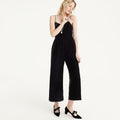 NEW J Crew Black Cropped Velvet Wide-Leg Jumpsuit Size 0