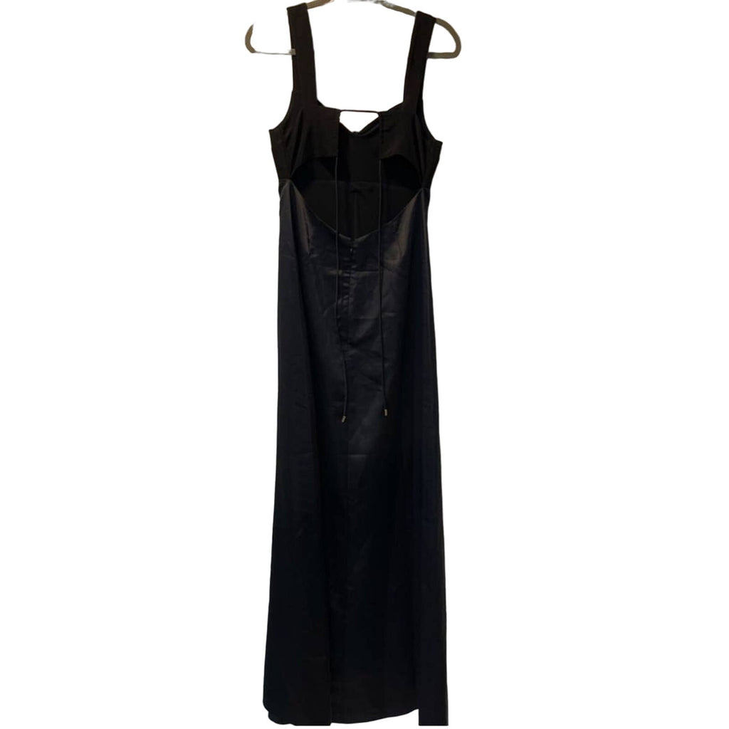 New Free People Gia Maxi Dress $250 SIZE 4 Black Bustier Slip Gown Silky