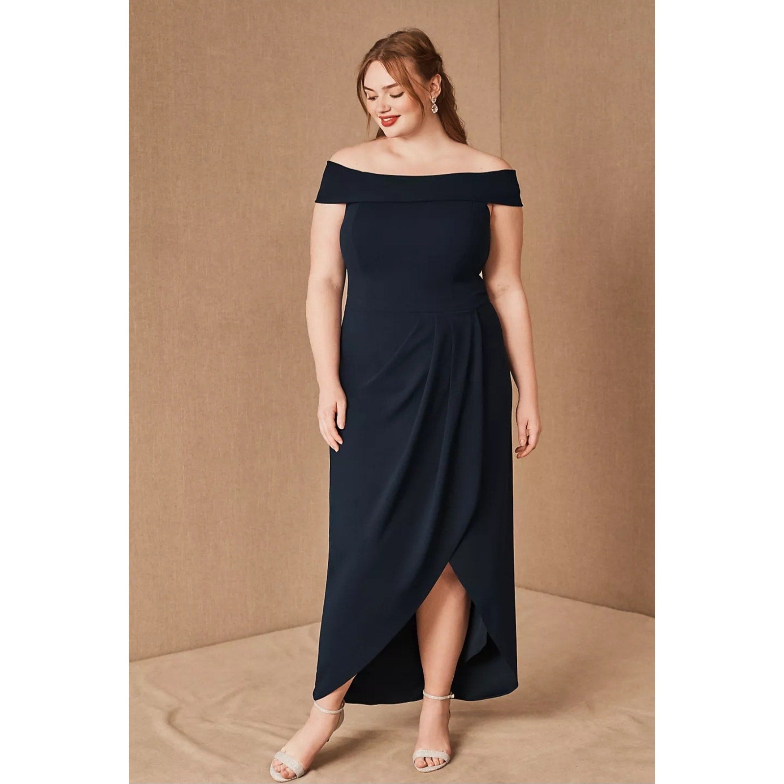 New Anthropologie BHLDN Thompson Dress OFF-THE-SHOULDER $168 SIZE 14 Blue