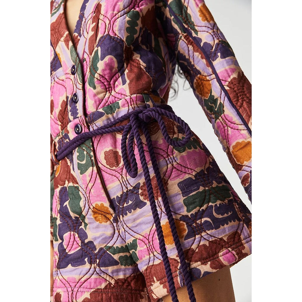 New FREE PEOPLE Atlas Quilted One-Piece Romper $228 MEDIUM Berry Combo