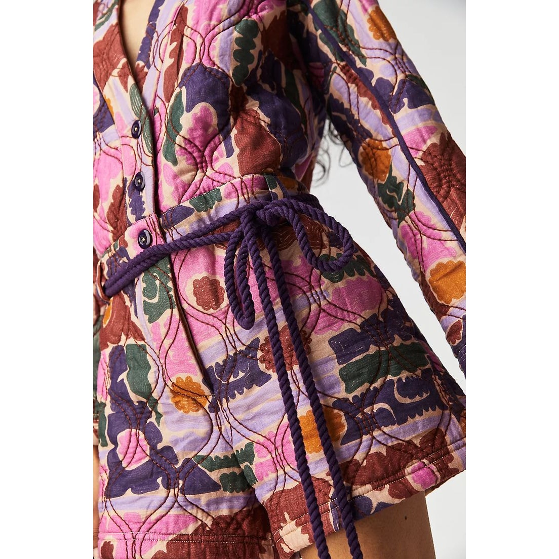 New FREE PEOPLE Atlas Quilted One-Piece Romper $228 MEDIUM Berry Combo