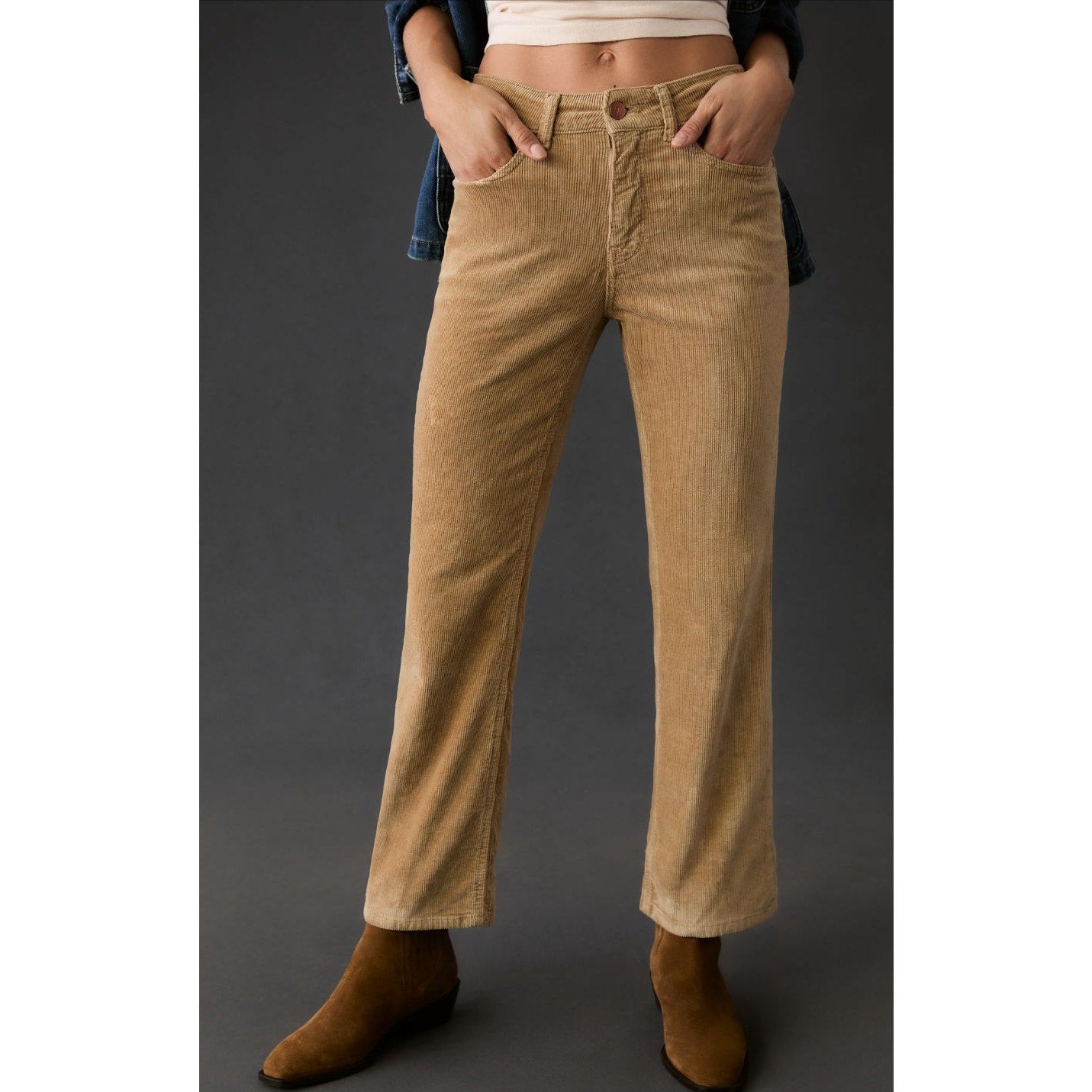 New ANTHROPOLOGIE The Yaya Mid-Rise Crop Flare Jeans by Pilcro $148 31 TALL Dune