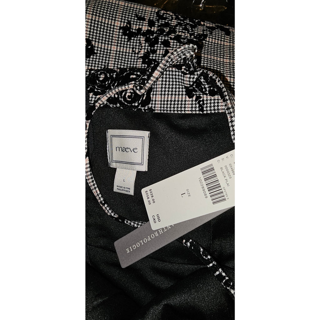 Anthropologie Maeve Slim Patterned Midi Dress LARGE Black Floral Anthropologie