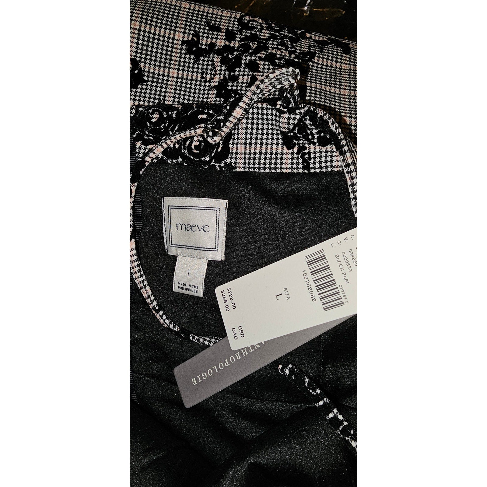 Anthropologie Maeve Slim Patterned Midi Dress LARGE Black Floral Anthropologie