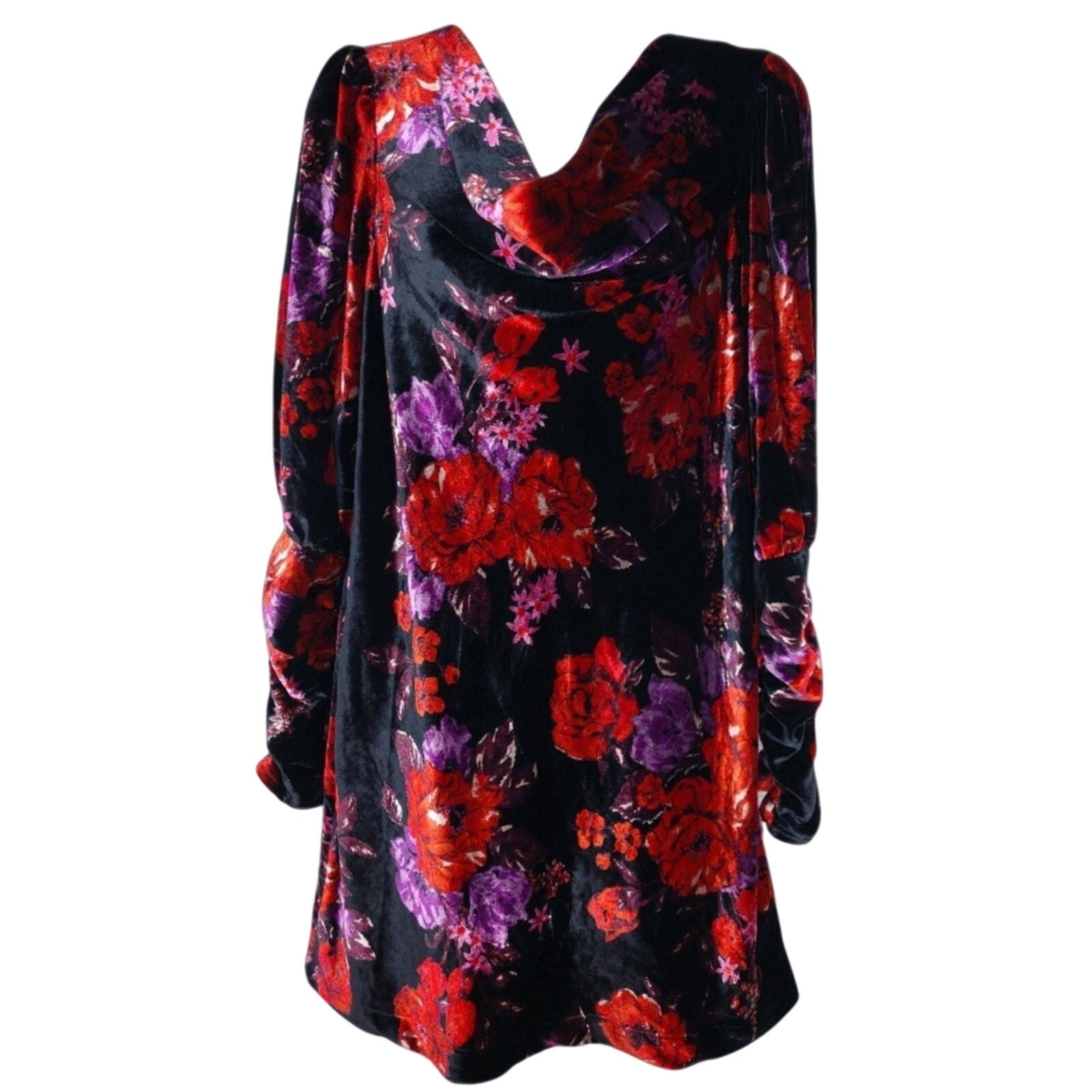 New Anthropologie Maeve Cowl-Neck Velvet Dress $180 X-SMALL Black Motif