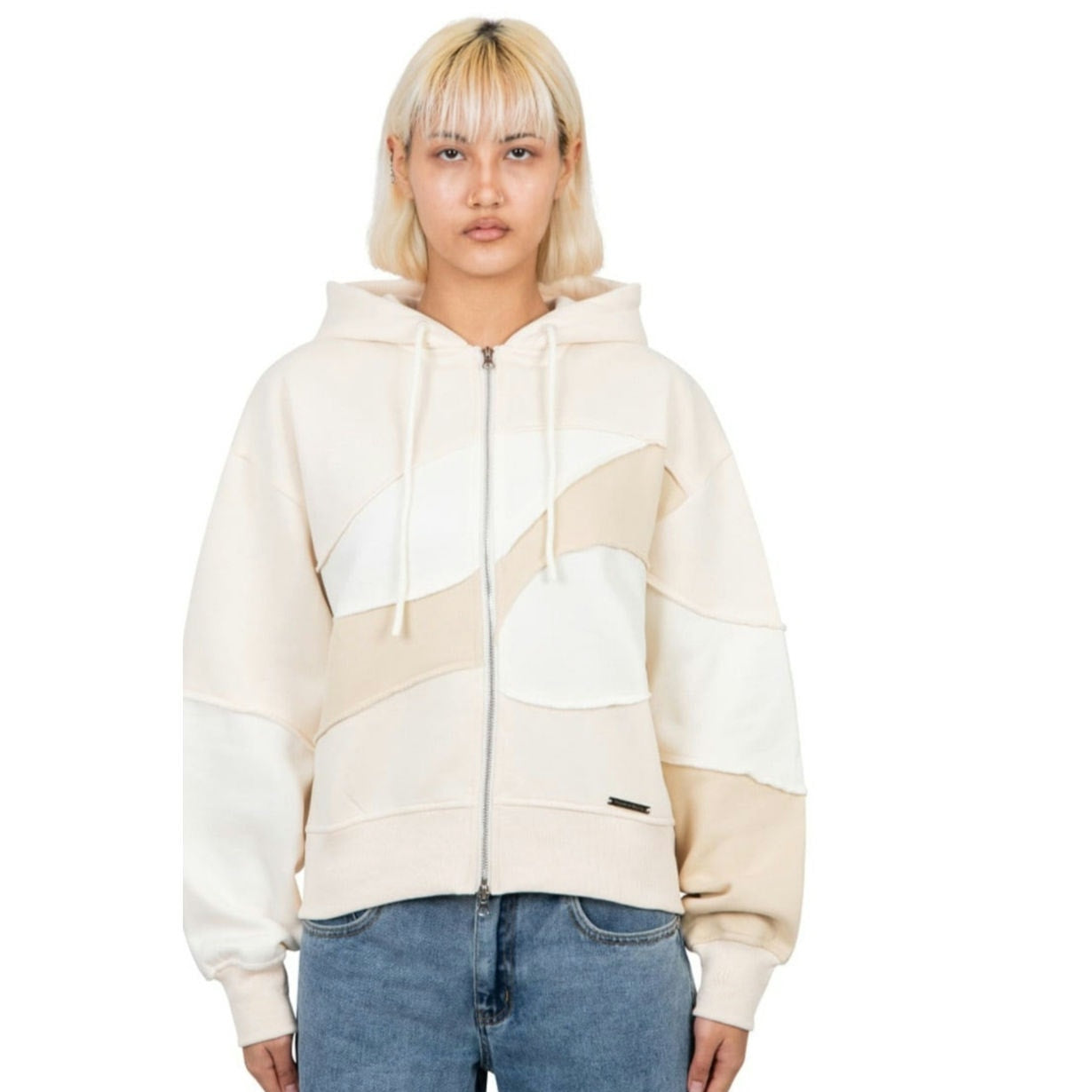 New House of Sunny Patchwork Landscape Hoodie UNISEX $149 SMALL Full Zip Jacket