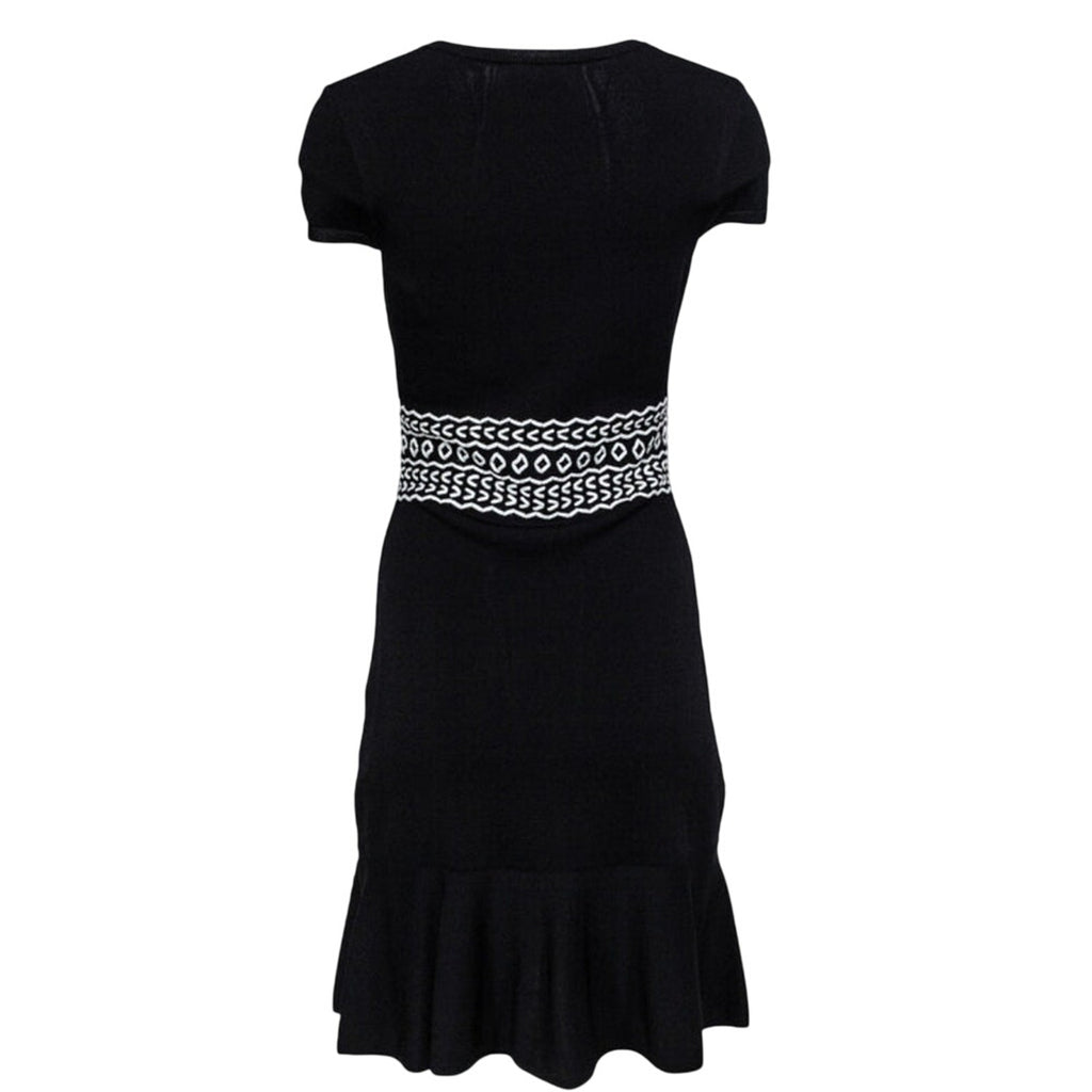 Shoshanna Pointelle Lacing Knit Calista Mini Dress SMALL B&W CAP SLEEVES Shoshanna