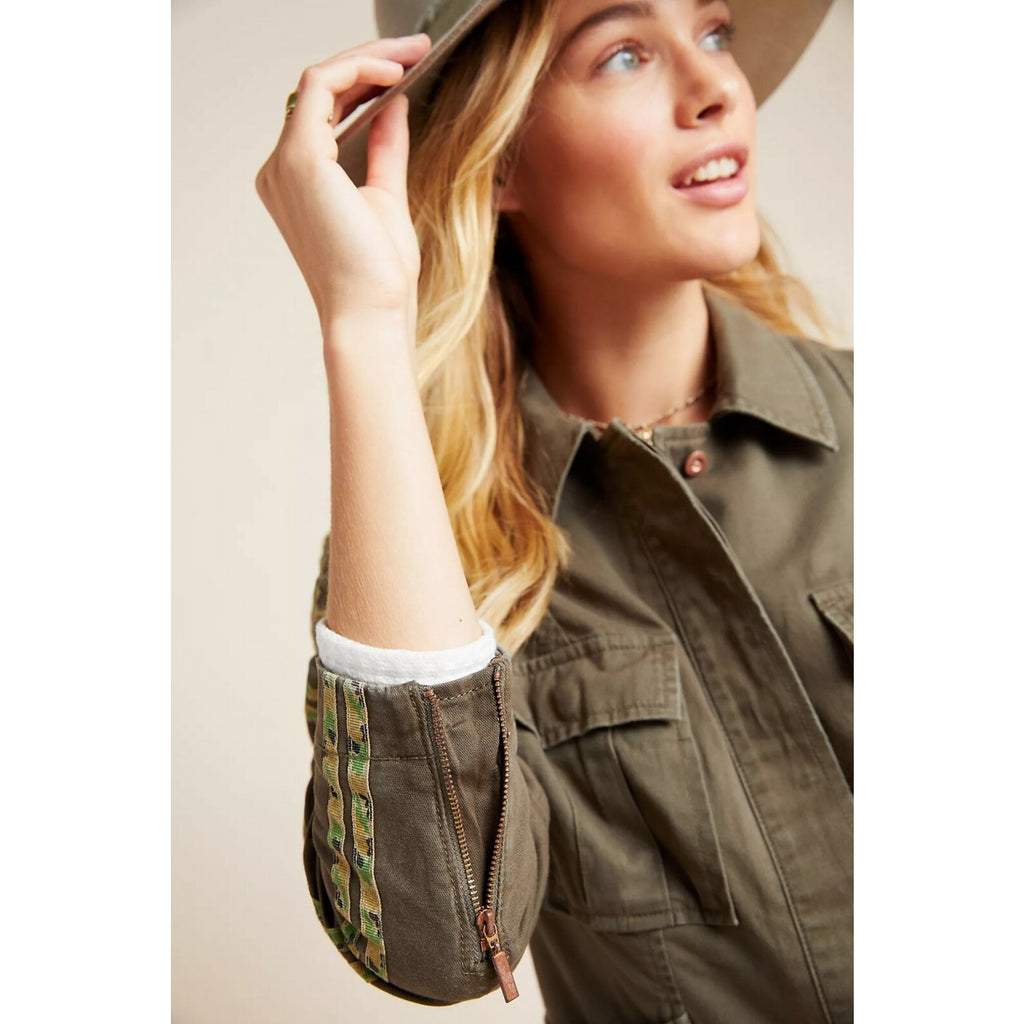 NEW Anthropologie Stitch's Olivette Camo-Striped Utility Jacket $150 Sz Small