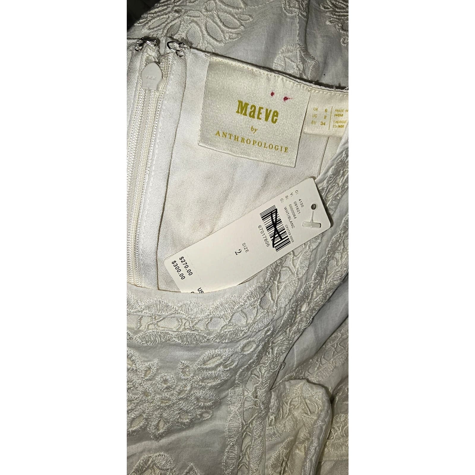 New Anthropologie Maeve Eyelet Halter Mini Dress $270 SIZE 2 White Cotton