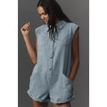 ANTHROPOLOGIE Pilcro Sleeveless Collared Romper SMALL Blue Anthropologie