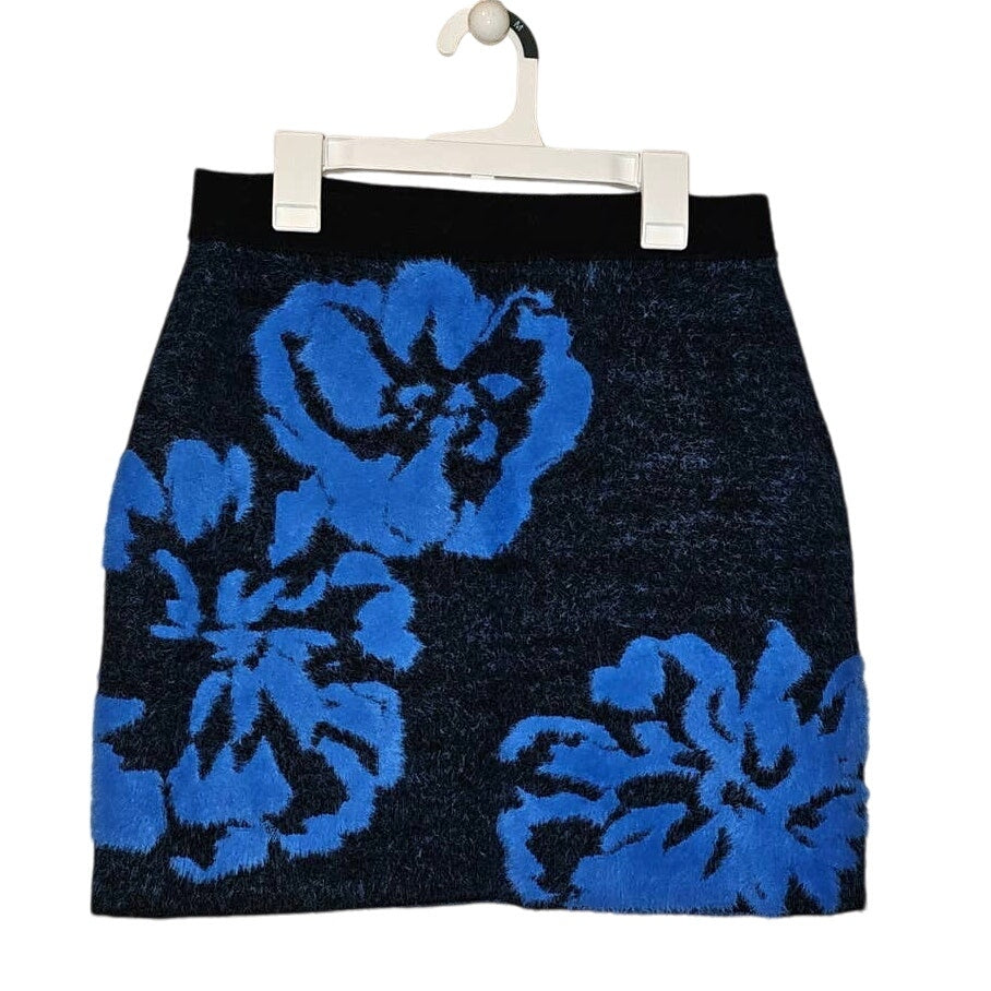 New By Anthropologie Sweater Skirt Only $180 SMALL Blue Floral Motif