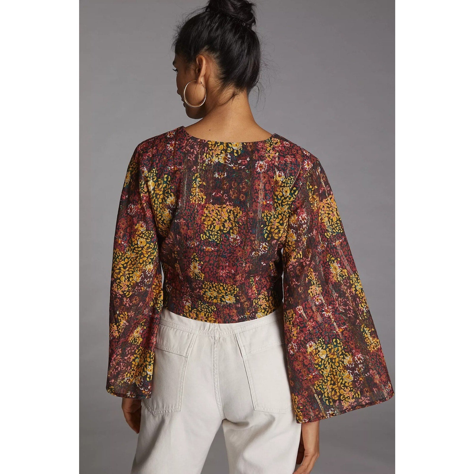 NEW Anthropologie Bell Sleeved Wrap Blouse by Roopa Pemmaraju Size Small Floral