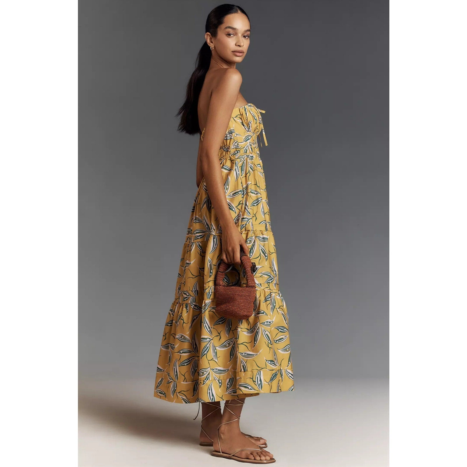 Anthropologie The Somerset Strapless Maxi Dress Large Yellow Anthropologie