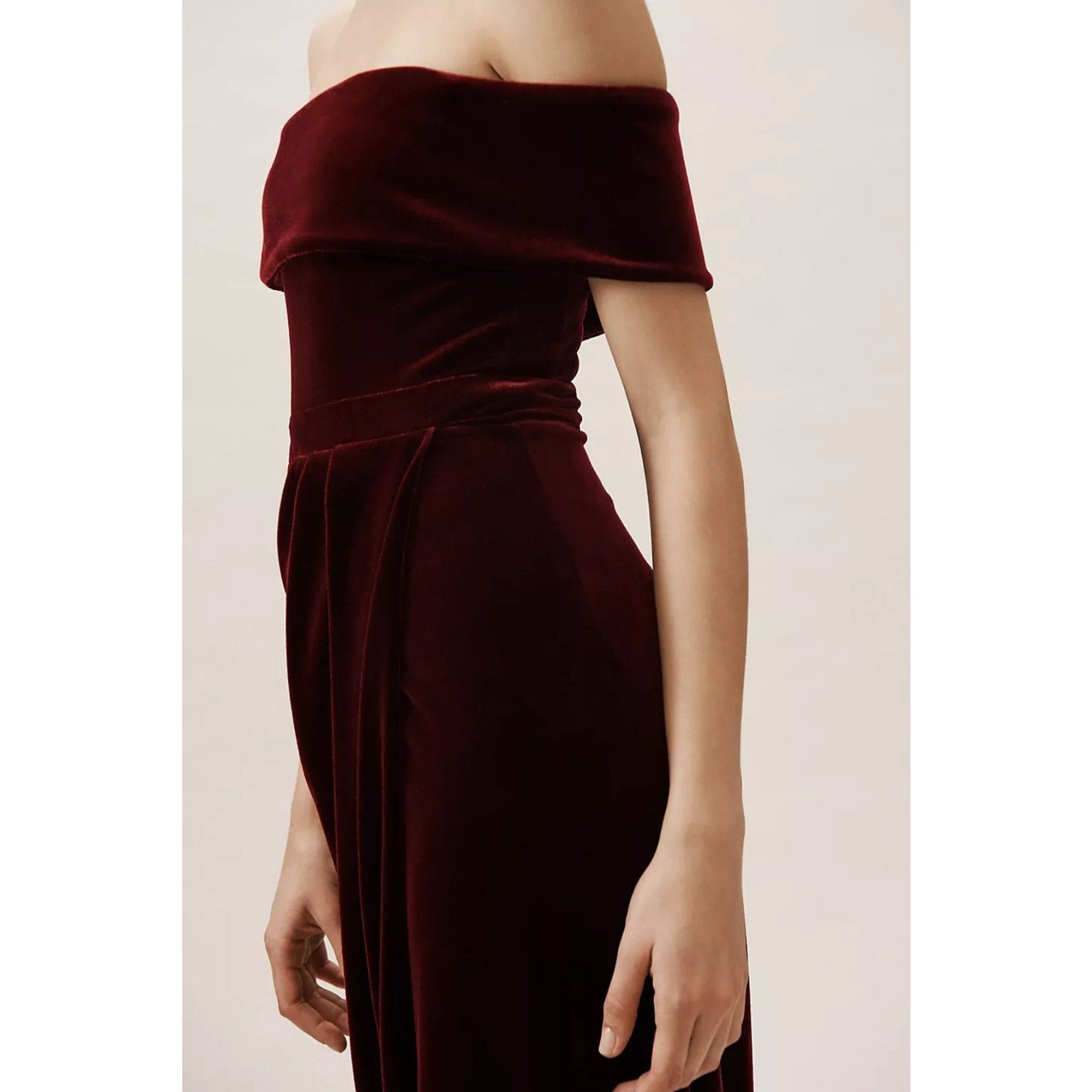 New Anthropologie BHLDN Edison Velvet Dress OTS VELVET MAXI $188 SIZE 0 Wine