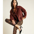 New Anthropologie Sherpa Swan Coat by FRNCH $198 Brown X-SMALL Ultra Soft