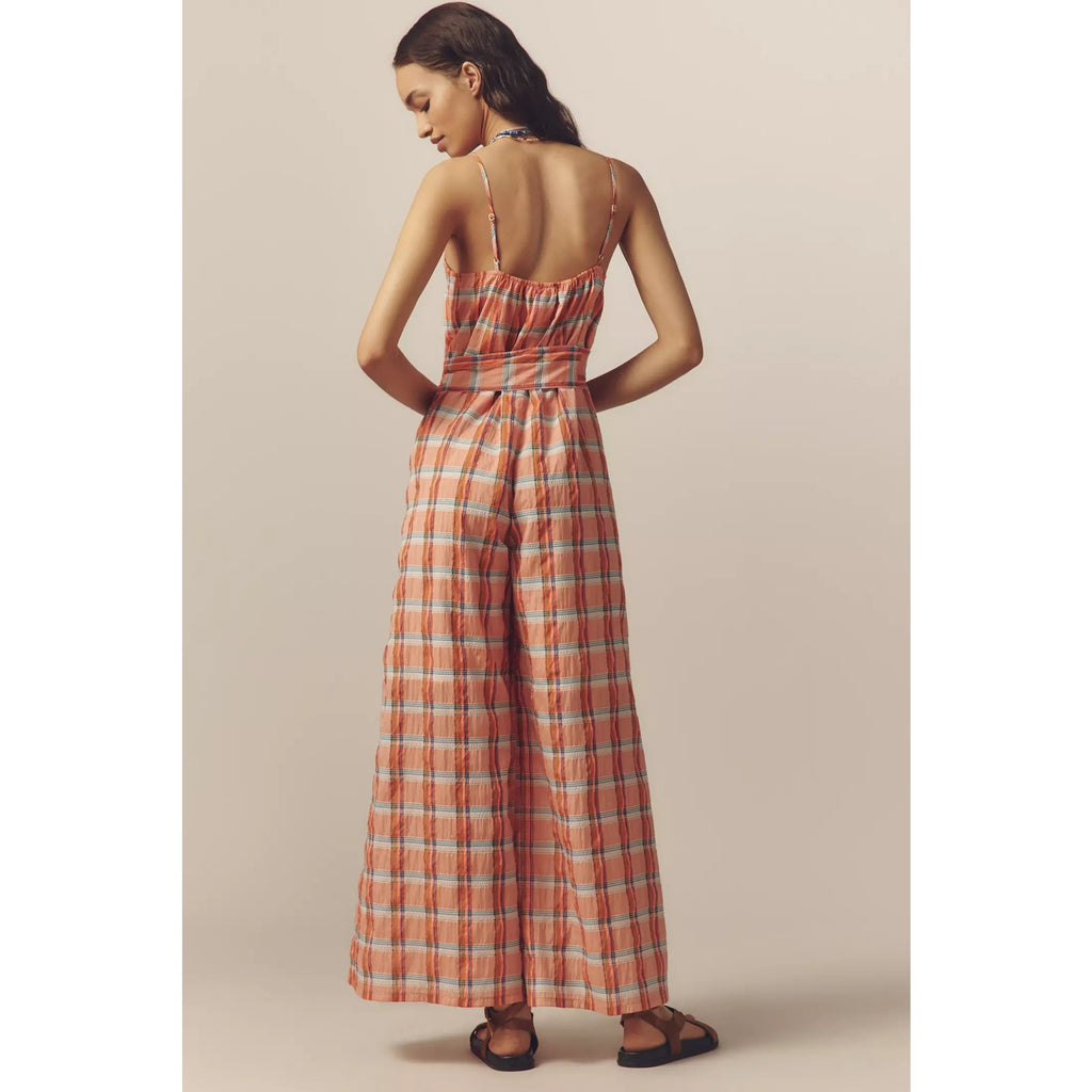 Anthropologie Corey Lynn Calter V-Neck Waistless Jumpsuit Small Plaid Anthropologie