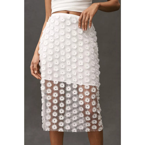 Anthropologie 3D Texture Sheer Slip Midi Skirt