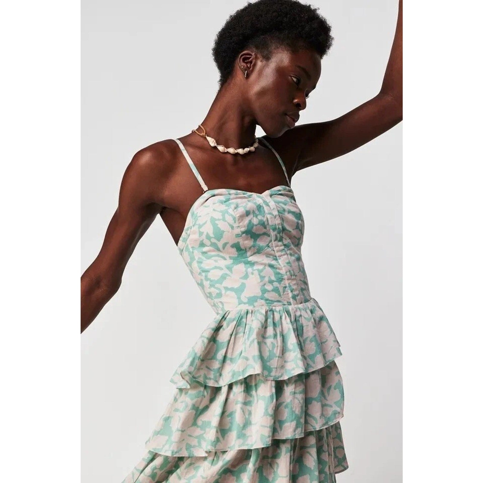 New Free People $375 Desert Queen Cleo Bustier Dress Size 0 Tiered Midi