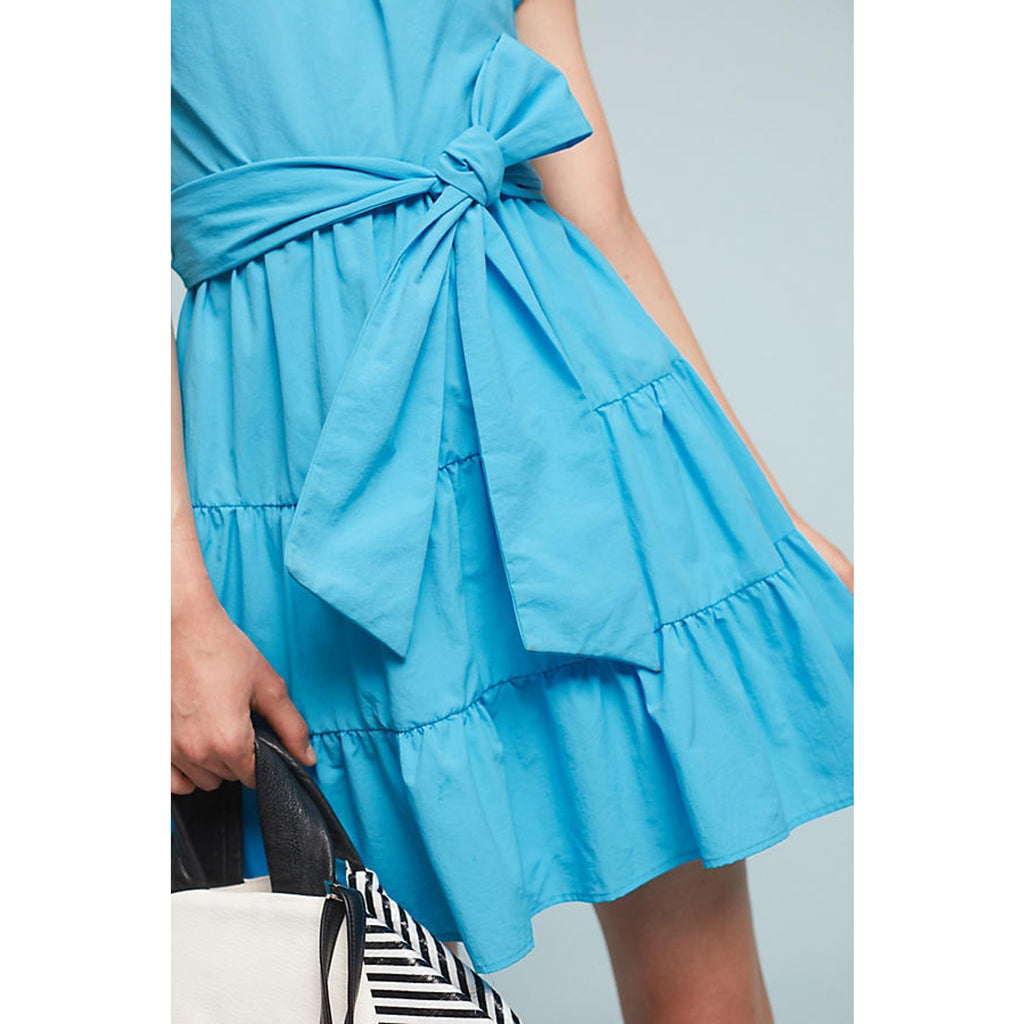 New Anthropologie Tiered Poplin Swing Dress By Eva Franco $168 Size 4P Blue