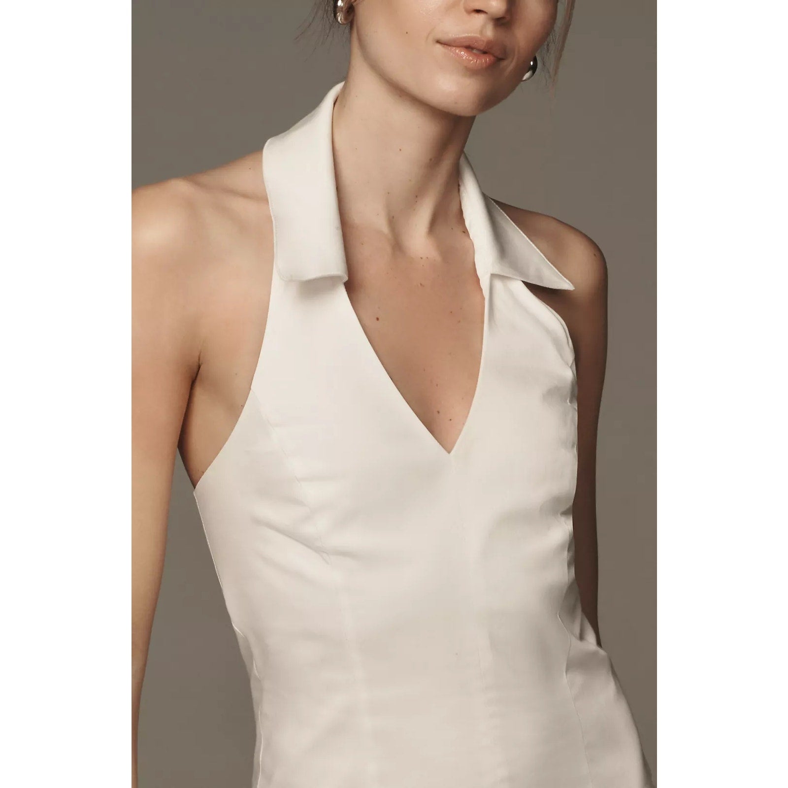 Anthropologie Maeve Halter Drop-Waist Mini Dress LARGE White Anthropologie