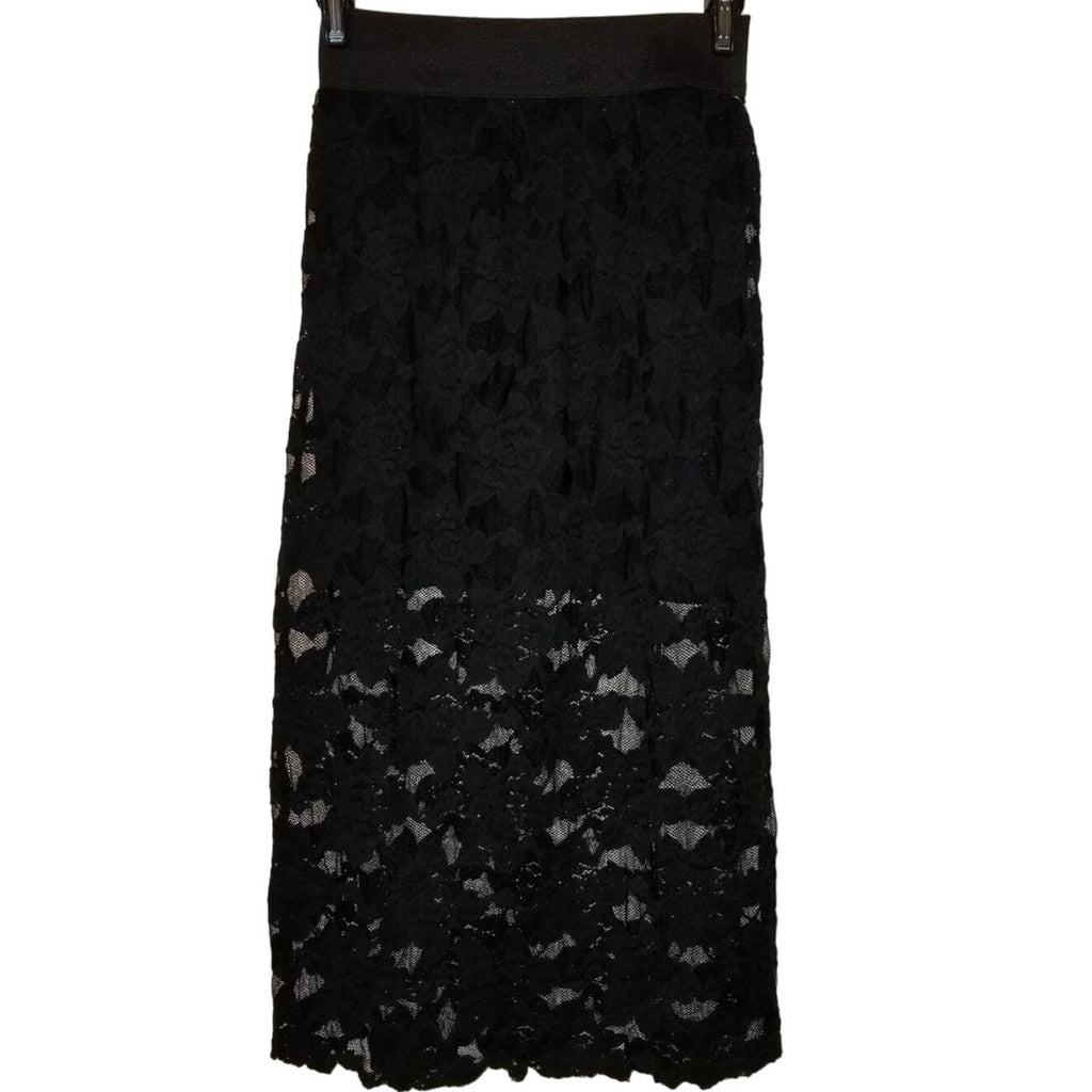 New Free People Lace Pencil Skirt Black $78 X-Small Midi Elastic Waist Lined