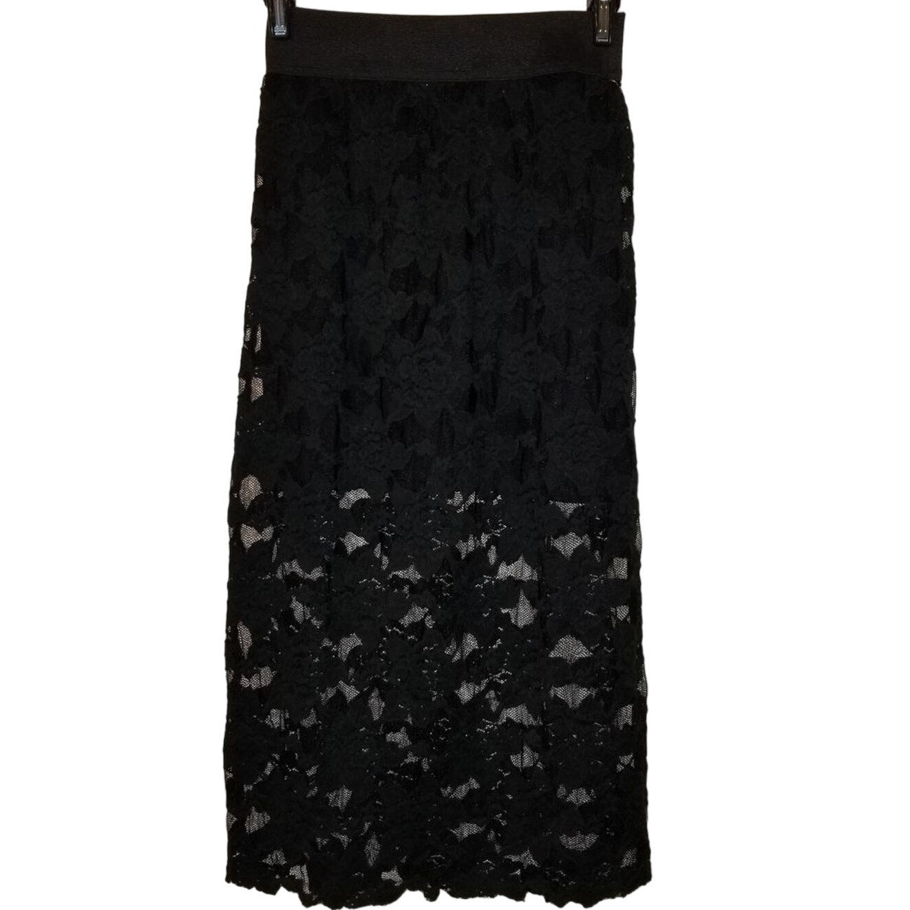 New Free People Lace Pencil Skirt Black $78 X-Small Midi Elastic Waist Lined