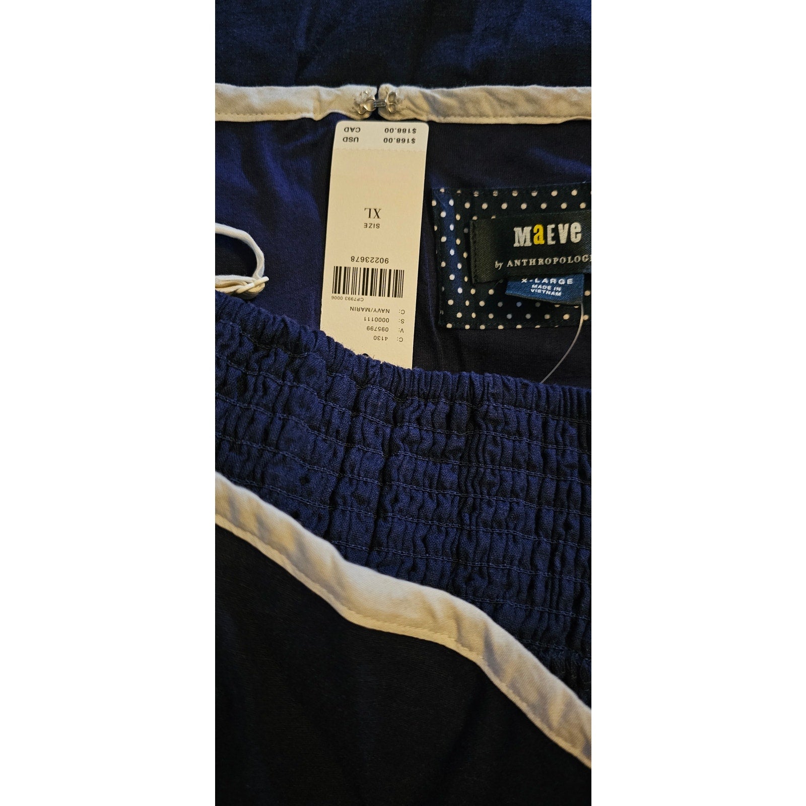 Anthropologie The Dafni Cutout Linen Midi Dress by Maeve $168 X-LARGE Navy